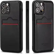 iPhone 14 Pro max Leather Case with Card Holder, Ultra Slim Pu Leather with Credit Card Compartment, Phone Case Compatible with iPhone 14 Pro Max (Black)