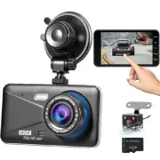 Dash Cam Front and Rear, Dual Car Camera with 32G SD Card 4''IPS Touch Screen...