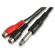 1 PIECE - Y-TYPE CABLE - 1/4" MALE MONO TO 2 x RCA FEMALE JACKS # 11-6619