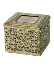 [Willow & Silk] Moroccan Ornate Square Trinket Photo Box in Distressed Gold