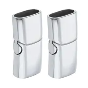 12mm x 6mm Flat Leather Clasps, 2Pcs Steel Clasps for DIY (Silver)