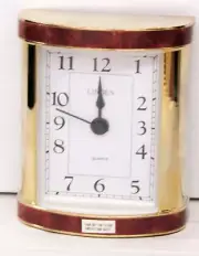 MASCULINE BURL/GOLD TONE QUARTZ ALARM CLOCK MODEL # TGO1360