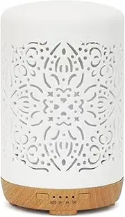 Earnest Living Essential Oil Diffuser White Ceramic Diffuser 250 ml Timers Night Lights and Auto Off Function Home Office Humidifier Aromatherapy Diffusers for Essential Oils