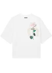 Jacquemus Le T-shirt Rose Logo Cotton T-shirt - White - XS XS