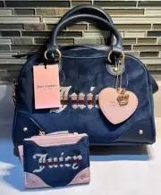 Juicy Couture Retro Vibe Blue Satchel and Matching wallet