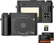 4K Digital Camera Digital Video Camera 64MP Dual Lens 2.8 Inch IPS Screen Auto Focus 16X Digital 20 Filter Effects Built-in Flash with 32GB TF Card 2pcs Batteries Birthday Festival