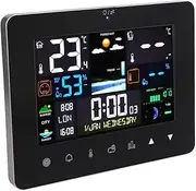 Weather Forecast Station with Sensor Radio Weather Station Color Touchscreen, Moon Phase and Clock, Calendar Alarm Clock, Weather Clock for Home, Office