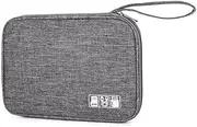 Travel Cord Organizer Case, Tech Electronic Bag, Essentials for Charger, Cable, Phone, Hard Drive, USB, SD Card (Grey, One Size)