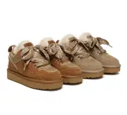 AUSTRALIAN SHEPHERD® UGG Boots Sheepskin Wool Lace Up Platform Parkyr - Chestnut / AU Ladies 5 / AU Men 3 / EU 36