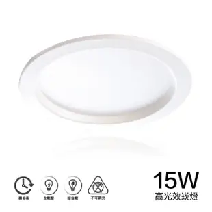 【台灣製造】CNS認證 LED崁燈 15W崁燈 崁入孔15cm 圓型嵌燈 含變壓器 快接頭 一年 (5折)