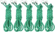 LOCADENCE 5Pcs Bungee Cord, Elastic Bungee Strap with Heavy Duty Hooks, 20ft Green Thickened Rubber Elastic Rope for Securing Tarps Luggage