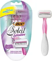 Soleil Sensitive Disposable Women'S Shaving Razors - Pack of 3 Shavers, Purple,