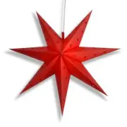 LANTERN + CORD + BULB | 24" Red 7-Point Weatherproof Star Lantern Lamp, Hangi...