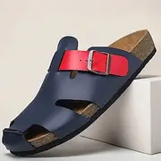 Men's Sandals Walking Casual PU Leather Breathable Comfortable Slip Resistant Loafer Black Blue Brown Summer
