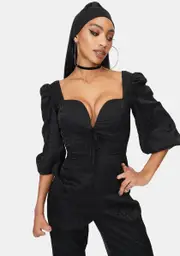 [RARE LONDON] Animal Satin Jacquard Milkmaid Jumpsuit