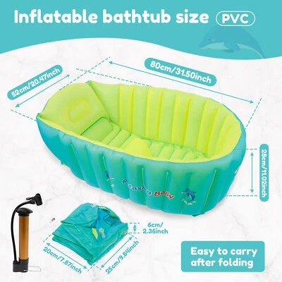 Travel Toddler Shower Tub Foldable Portable Inflatable Baby Bathtub for AU`