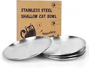4-Pack Stainless Steel Cat Food Bowls – 6.7" Shallow, Whisker-Friendly Non-Slip Silicone Base,Easy to Clean Indoor Feeding Dishes (13 OZ)