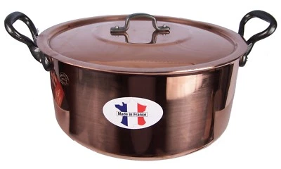 BAUMALU COPPER 9” CASSEROLE + LID STOCK POT WEIGHT 5lb 11oz MADE IN FRANCE