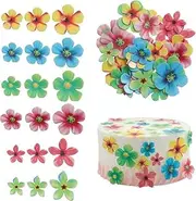 100Pcs Edible Flower Cake Topper, Wafer Paper Decoration for Cake and Cupcake, Rice Paper Flower Topper for Decorating