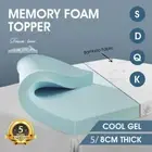 COOL GEL Memory Foam Mattress Topper Bamboo Fabric Cover 8CM 5cm S D Q K Size