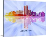 Amarillo Texas Skyline Cityscape Art Giclee Print Poster Or Canvas Wrap