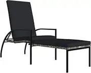 Chaise Lounge for Outdoor, Patio Lounge Chair for Outside, Garden Furniture Sun Lounger Bed Chair Reclining Chair with Footrest, PE Rattan Grey