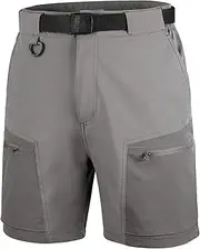 [FREE SOLDIER] Men's Cargo Hiking Shorts with Belt Lightweight Quick Dry Tactical Shorts with Pockets for Casual Work Golf (Mix Gray 30W12L)