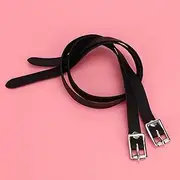 Domary 50cm Black Horse Spur Straps Leathers, Stainless Steel Buckle, Soft and Flexible, Wonderful Accessory for Horse Tool, Suitable for