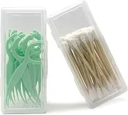 MatFirsmo Cotton Swab Holder for Travel, 2 Pcs Portable Small Dental Floss Holder Clear Plastic Cotton Pad Holder, Travel Floss Picks Case with Dustproof Lid for Cotton Bud Hair Ties Floss