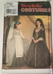Simplicity 7756 Misses DRESS Renaissance costume sewing pattern Sz 10 -14