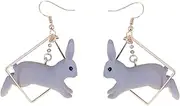 SAFIGLE 3D Rabbit Geometric Eardrop Jewelry for Women Earring Lightweight Metal Design Adorable Rabbit Shape for Girls