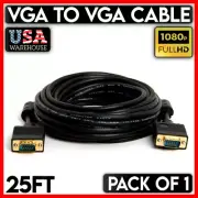 VGA SVGA Monitor 25FT Cord Male to Male Support Full HD Display HDTV 25 Feet