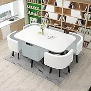 Office Conference Tables Dining Table and 6 Chairs, 90 x 150cm Reception Table with Metal Bracket, Meeting Room Negotiation Business Coffee Table(7)