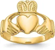 [JewelryWeb] 10k Solid Yellow Gold Polished Ladies Irish Claddagh Celtic Trinity Knot Ring Size 6.00 Band Style-Ring for Women