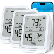 Hygrometer Thermometer H5104 3Pack, Bluetooth Room Temperature Monitor with A...