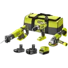 3 Piece RYOBI ONE+ 18V Cordless Combo Tool Kit Drill Recip Saw Angle Grinder Bag