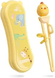 Goryeo Baby Training Chopsticks for Kids - Use Completely Harmless Material - Anti-Dislocation Buckle Design - Includes Portable Box (Yellow)