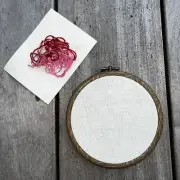 Embroidery Hoop Plastic Wood Grain 4.5 Dia" Frame and Canvas for Needlework