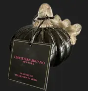 Hand Blown Black shades Glass Pumpkin by Christian Siriano, New