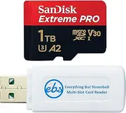 SanDisk MicroSDXC Card 1TB Extreme Pro Compatible with Galaxy Note 20 Ultra 5G, Note20 Ultra, Note 10+, Note10 Plus 5G (SDSQXCD-1T00-GN6MA) Bundle with (1) Everything But Stromboli Memory Card Reader