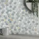 Hexagon Peel and Stick Backsplash Tiles Kitchen,Self-Adhesive Metal and Marble