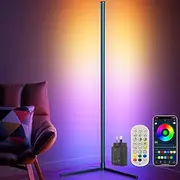 [TONGLIN] Corner Floor Lamp, 165cm LED Floor Lamp RGB Dimmable Colour Changing, DIY Mode Floor Lamp with APP/Remote Control/Music Sync, USB Mood Lighting with AU Adapter for Living Room,Gaming Room
