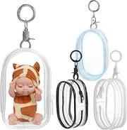 TOYANDONA 4 Pcs Clear Figure Display Bag with Keychain, Portable Small Doll Storage Hanging Blind Boxes, Dustproof Collectibles Case for Mini Figure/Doll Collectors