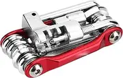 XIASABA Bike Repair Kits Portable Foldable Bike Multitool Cycling Tool Kit 11 in 1 Multi Function Cycling Repair Kit Hex Wrench Screwdriver Folding Repair Tool Red