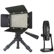 Studio Recording Stereo Microphone + Super-Powerfull Light Panel on 12" Tripod