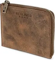 [Berliner Bags] Vintage Mark, Mini Leather Wallet Coin Purse for Men and Women - Brown, Walnut, Vintage