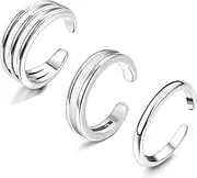 [ORAZIO] Toe Ring Silver for Women Girls Open Toe Rings Adjustable Platinum Plating Hypoallergenic Small Finger Ring Pinky Ring Simple Toe Ring Set Foot Jewellery