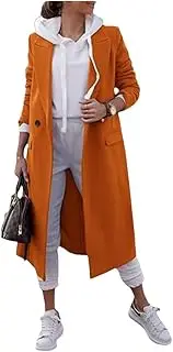 [Generic] Women's Jakcets Wool Blends Long Trench Coat Jacket Wear Solid Color Lapel Windproof Coat