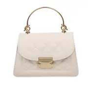 Fashion Lattice Pattern Crossbody Handbag Women Circle Handle Pu Leather Shoulder Purse Female