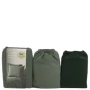 Set of 2 Arlo Stonewashed Leaf Green & 1 Dark Green European Pillowcases NEW